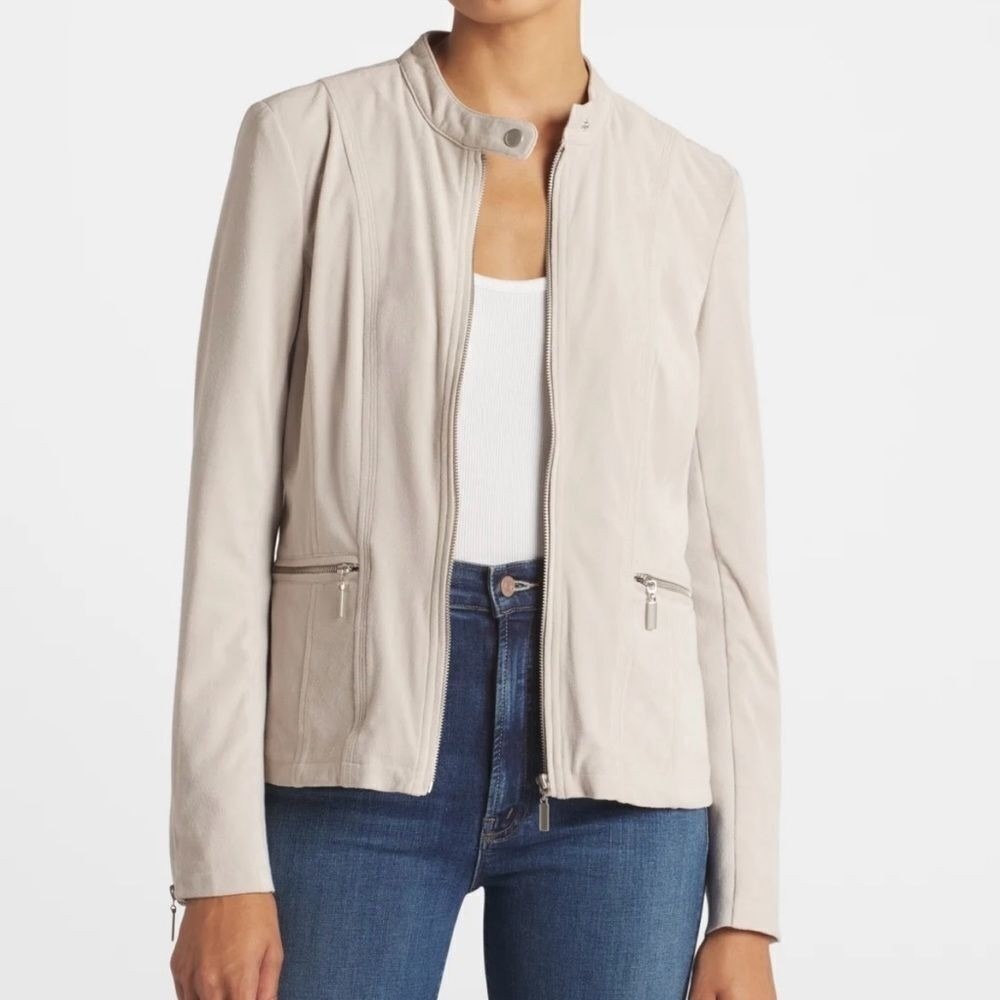 Mo-Ka Ebele‎ Faux Suede Jacket Grey Large New With Tags